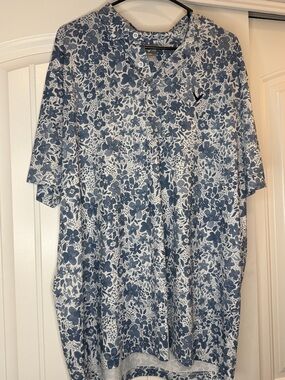 Callaway White and Blue Floral Polo Shirt